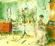 interior med lasande dam Carl Larsson